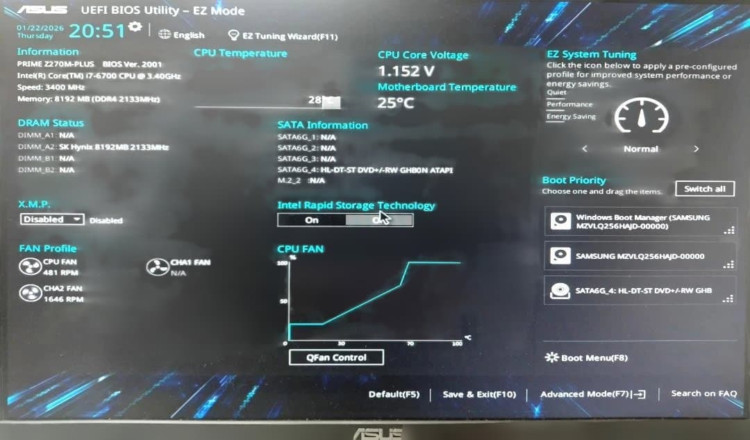 ゲーミングPC core i7-6700 8Gb GTX-1050