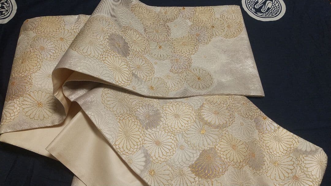 【袋帯】皇紫菊紋様 六通 431㎝