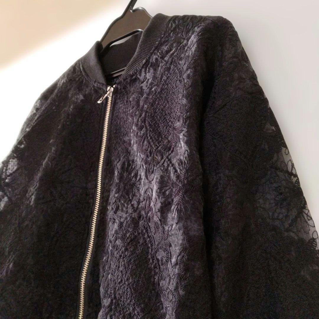 【新品】ヤマダヤ Vin ダブルジップチュールレースブルゾン ブラック サイズF