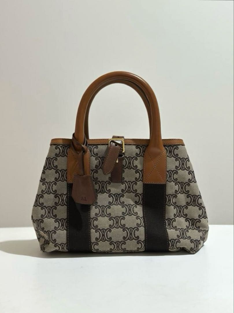 セリーヌ　ハンドバッグ　マカダム　トリオンフ　キャンバス