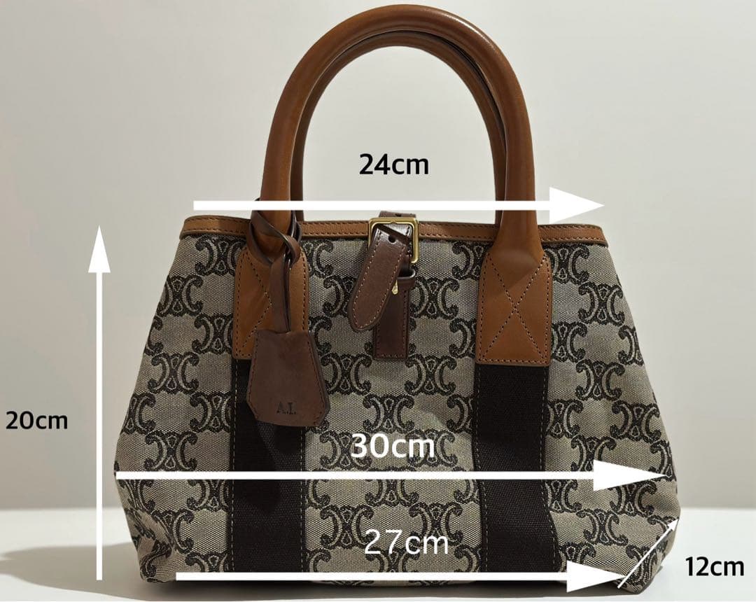 セリーヌ　ハンドバッグ　マカダム　トリオンフ　キャンバス