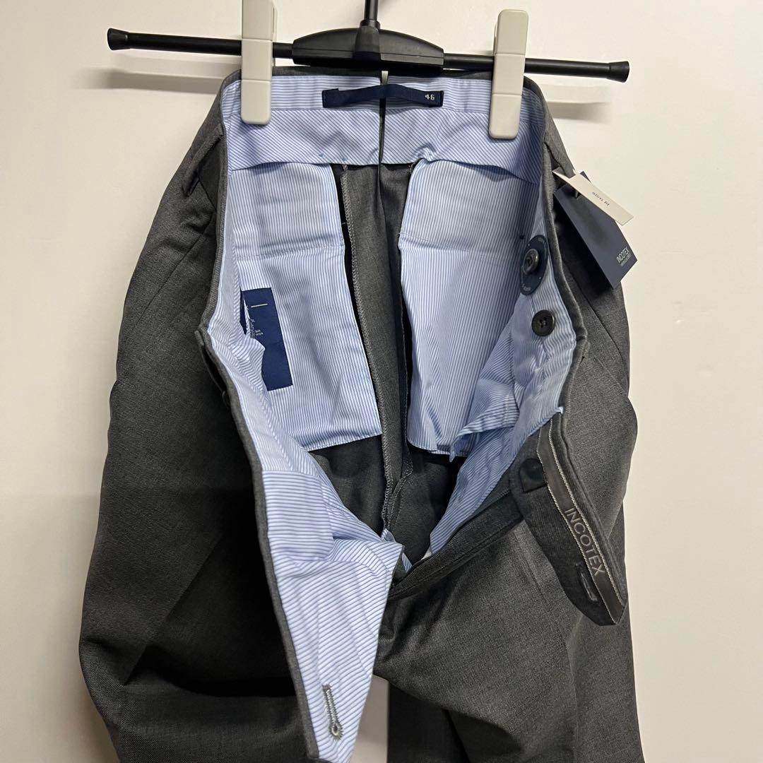 【新品未使用品】インコテックス スラックスパンツ ウール グレー 46