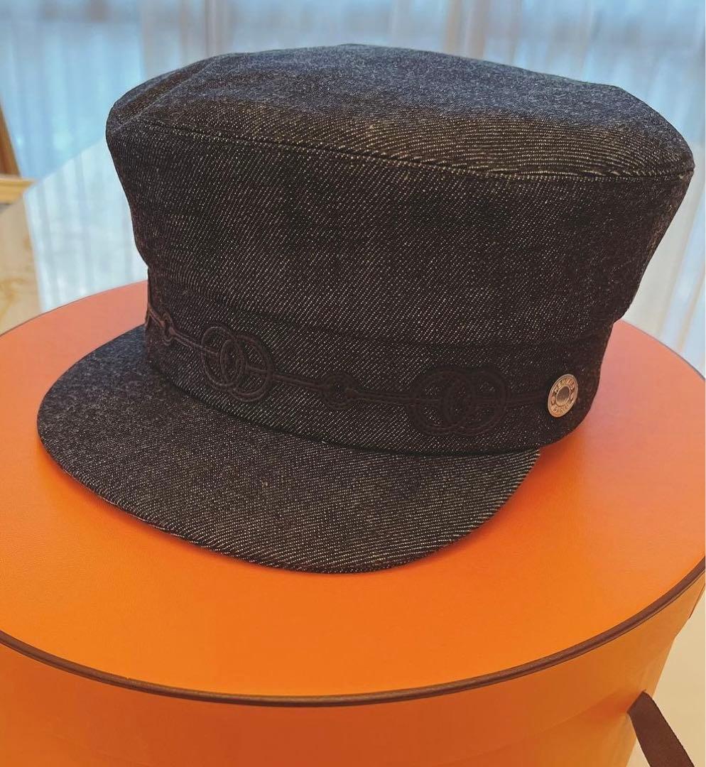 エルメス デニム キャスケット カブール クリケティス インディゴ 57