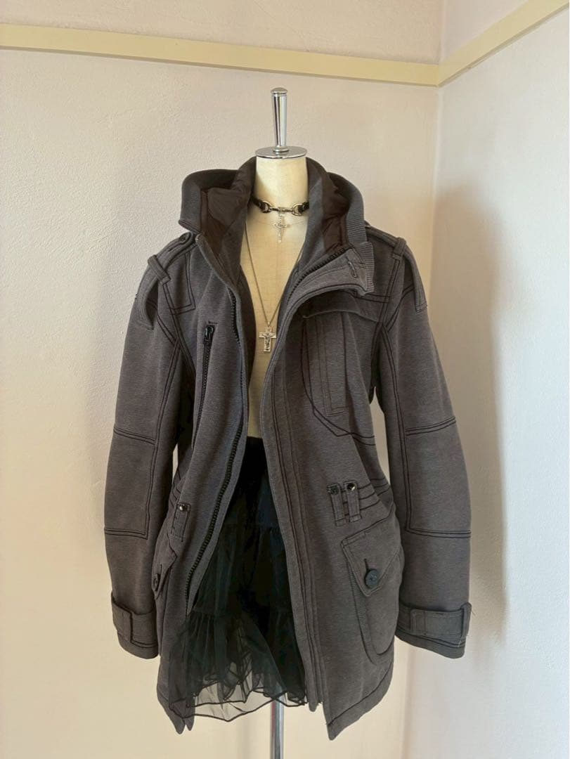 激レア✴︎ダークコアゴシックパンク　ギミックコットンフード刺繍y2k平成ギャル