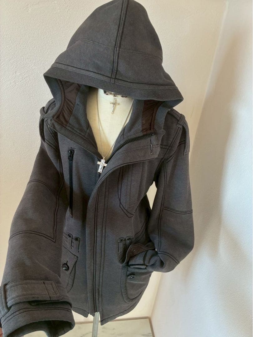 激レア✴︎ダークコアゴシックパンク　ギミックコットンフード刺繍y2k平成ギャル