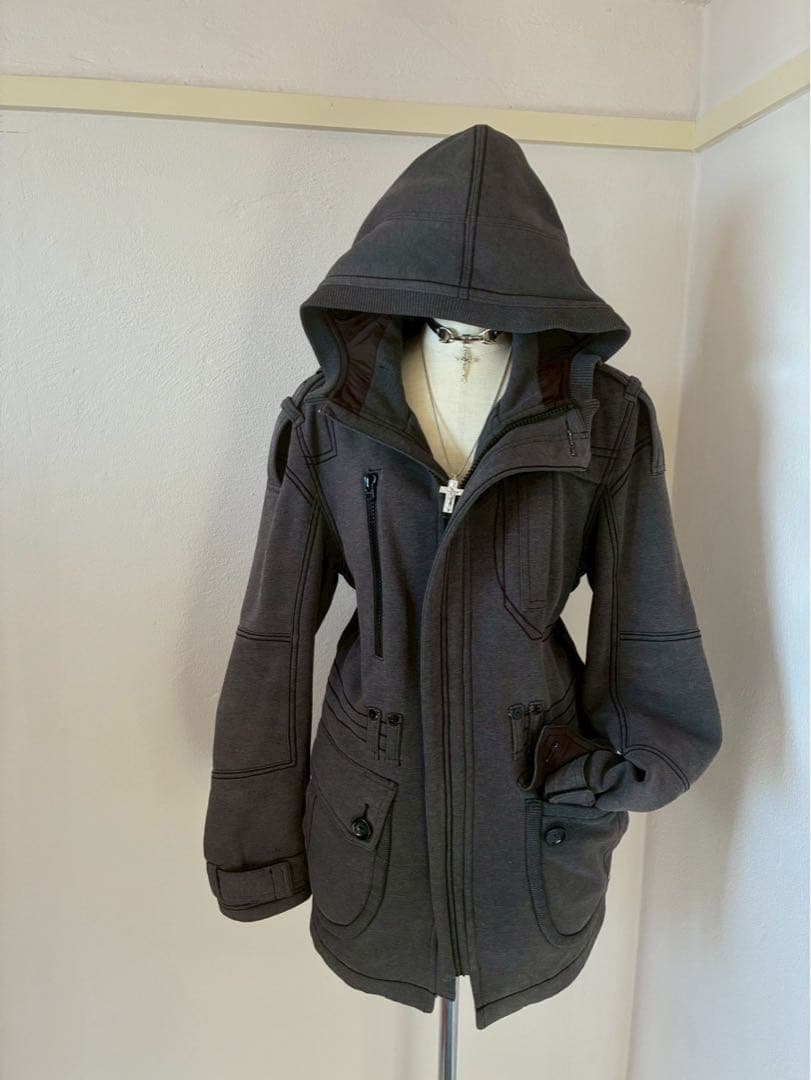 激レア✴︎ダークコアゴシックパンク　ギミックコットンフード刺繍y2k平成ギャル