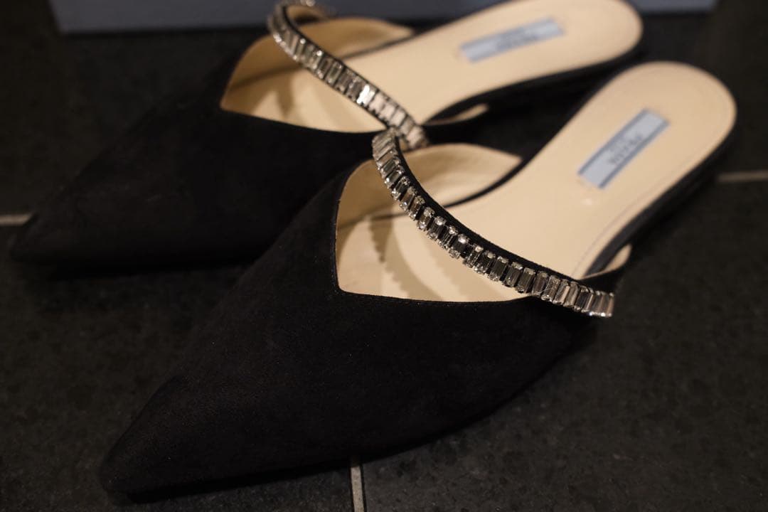 PRADA ビジュー付きミュール 37.5サイズ