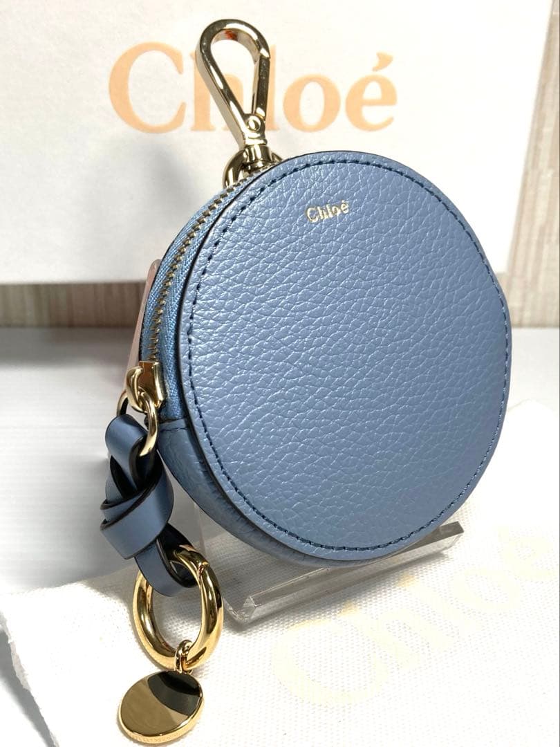 美品　クロエ　レザー　ラウンド　ケース　ミニポーチ　キーホルダー　箱付き