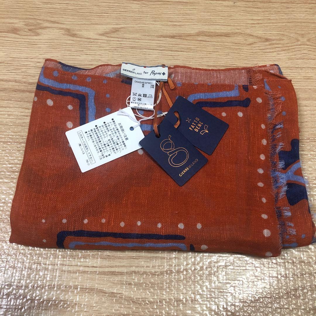 【カズエ未使用リゾート】Papas➕GIERRMIドット柄綿麻高級ストール