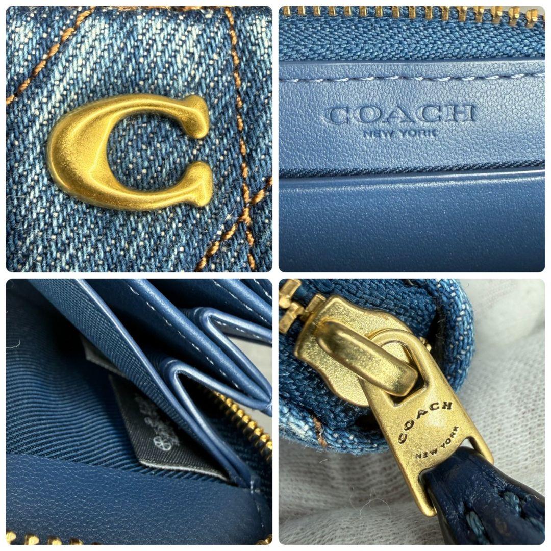 ★未使用品★COACH デニム キルティング ラウンドジップ マルチケース