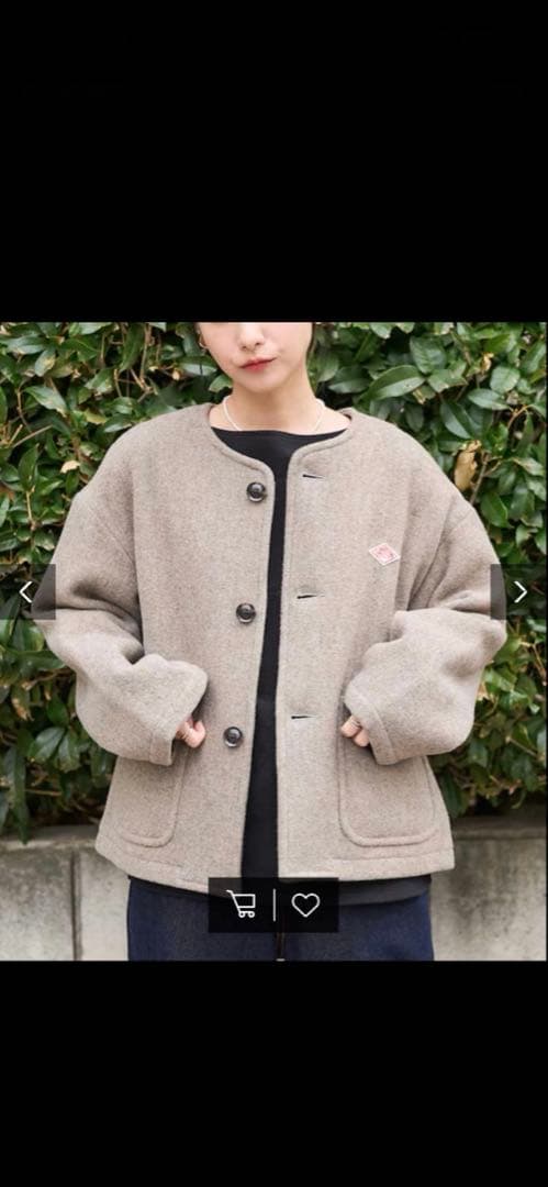 ダントン　ウールライトパイルカラーレスジャケット　36