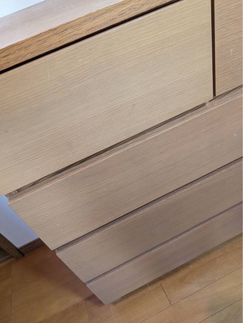 ■送料込■無印 木製チェスト オーク材 4段ワイド 衣類収納 廃盤 タンス 棚