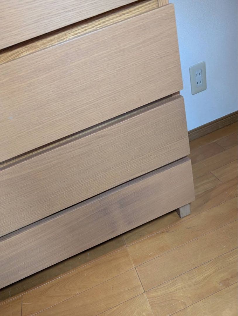 ■送料込■無印 木製チェスト オーク材 4段ワイド 衣類収納 廃盤 タンス 棚
