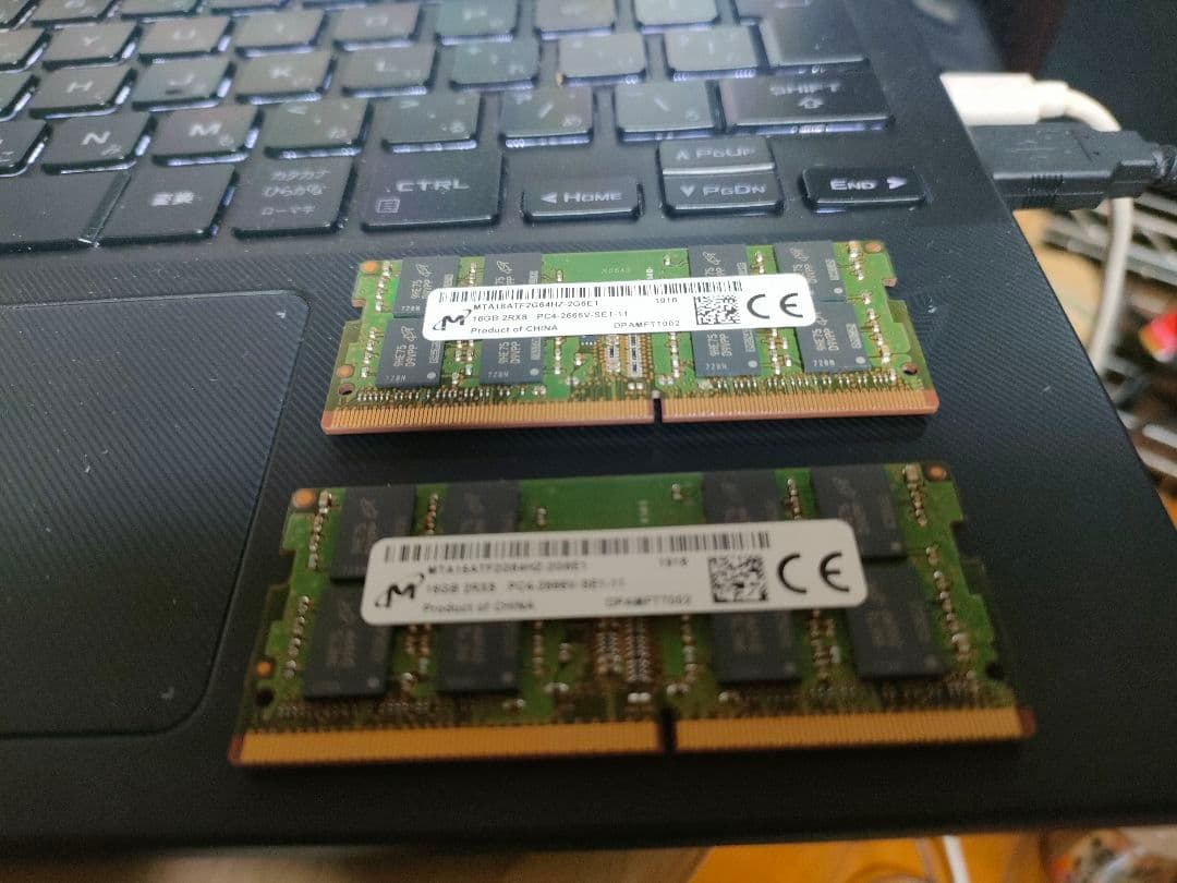 Micron PC4-2666V メモリー16GBx2枚 合計32GB