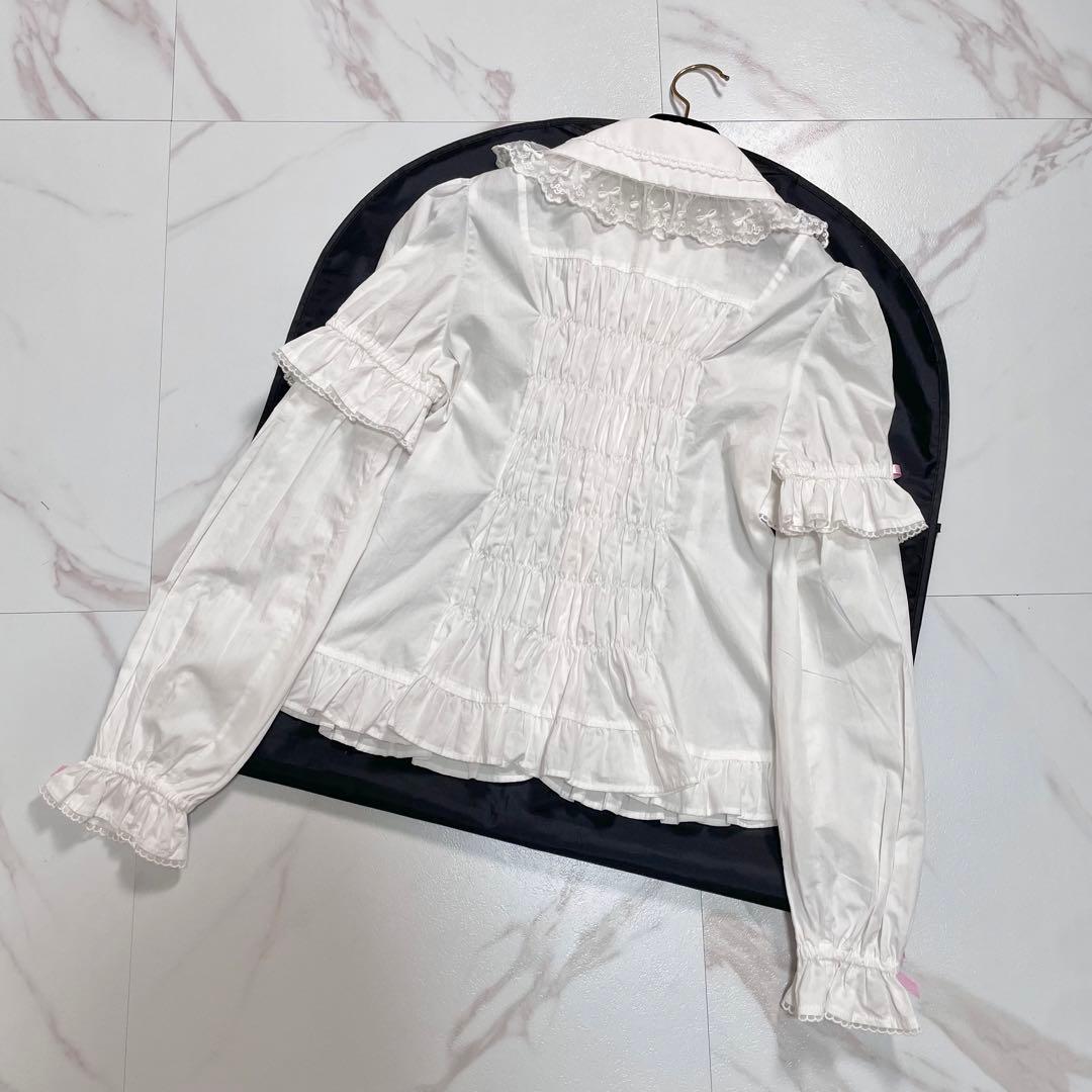 angelic pretty ブラウス 丸襟 レース 刺繍 リボン 2way