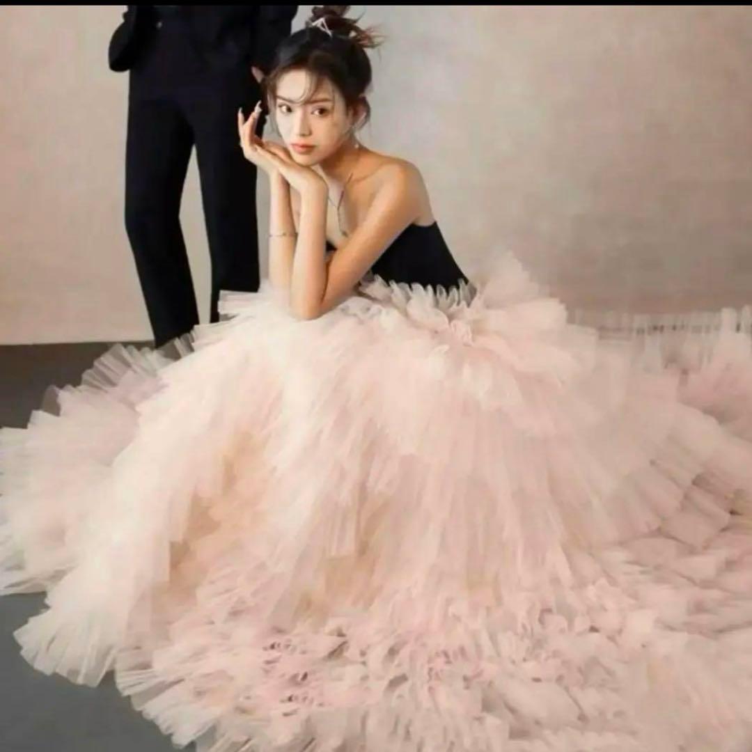 フレアチュールドレス ブラック・ピンク