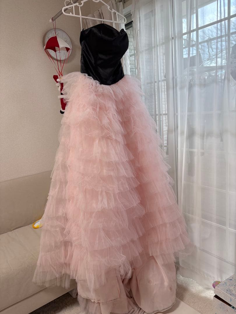 フレアチュールドレス ブラック・ピンク