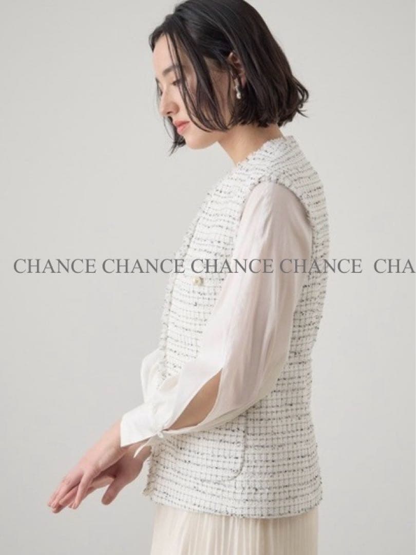 新品　アナイ　ミックスツィード　ジレ　ベスト　パール