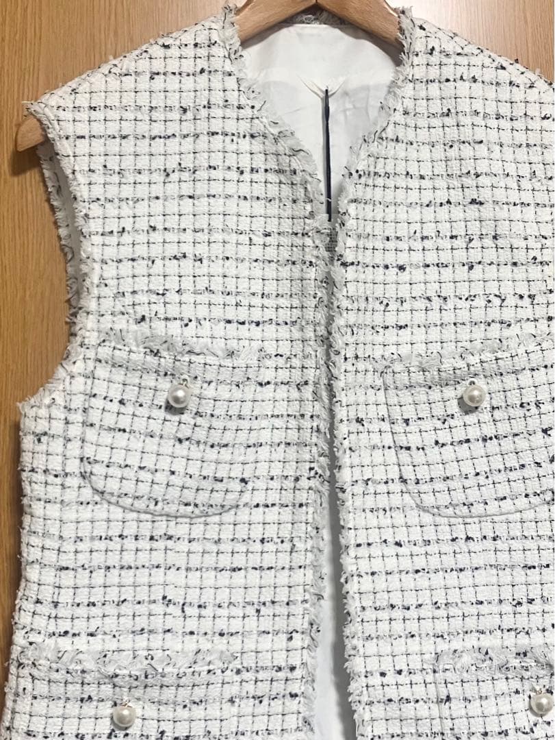 新品　アナイ　ミックスツィード　ジレ　ベスト　パール