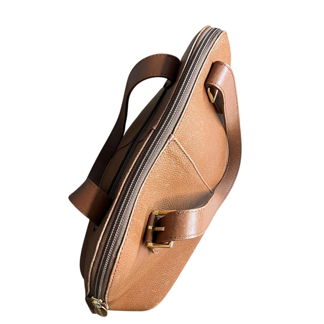 BURBERRY レザーハンドバッグ ノバチェック 茶 ブラウン