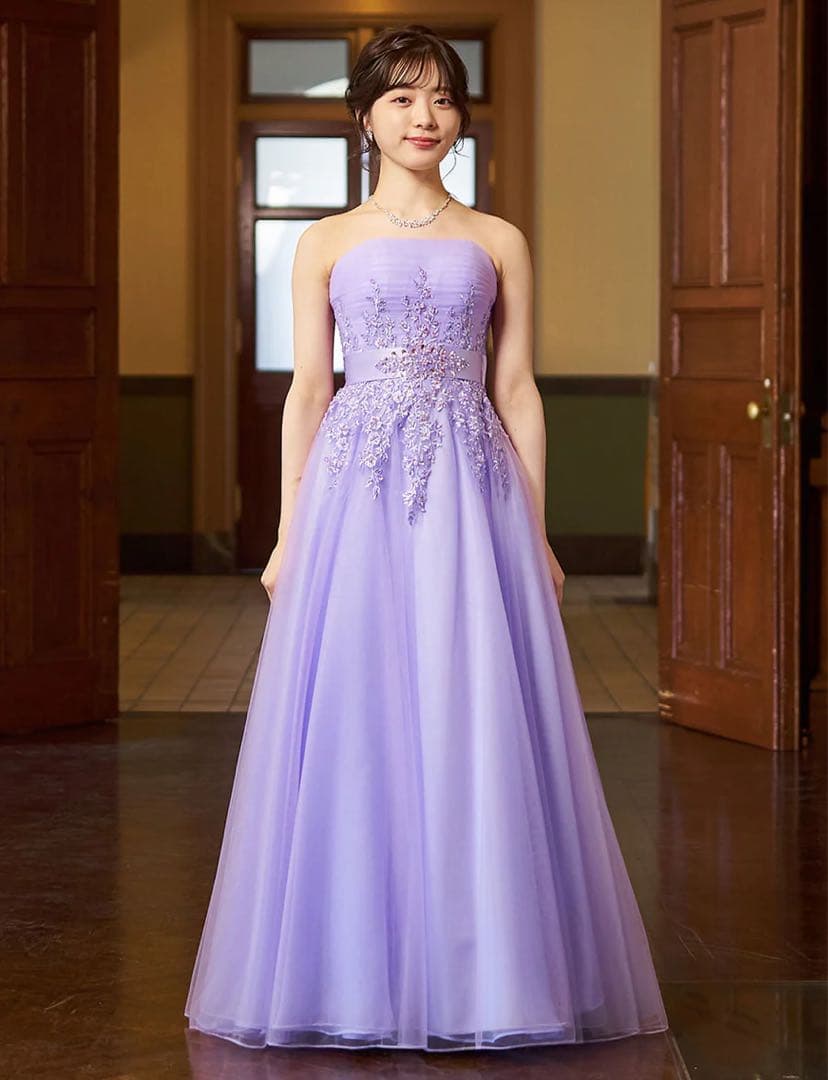 ラベンダーカラー Aライン ドレス 【演奏会 コンサート】 tweed