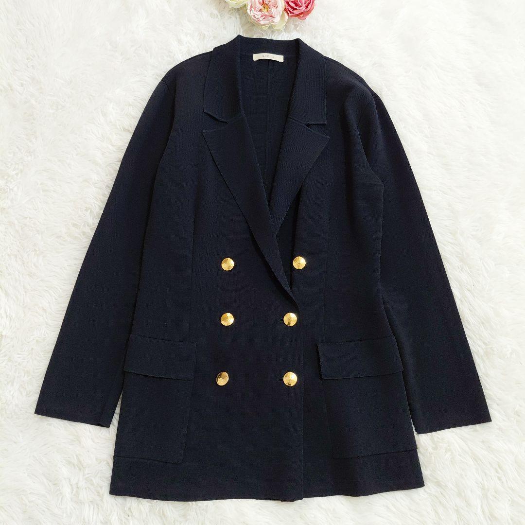 未使用級✨エポカ　テーラードジャケット　 ダブル　紺ブレ　金ボタン　40