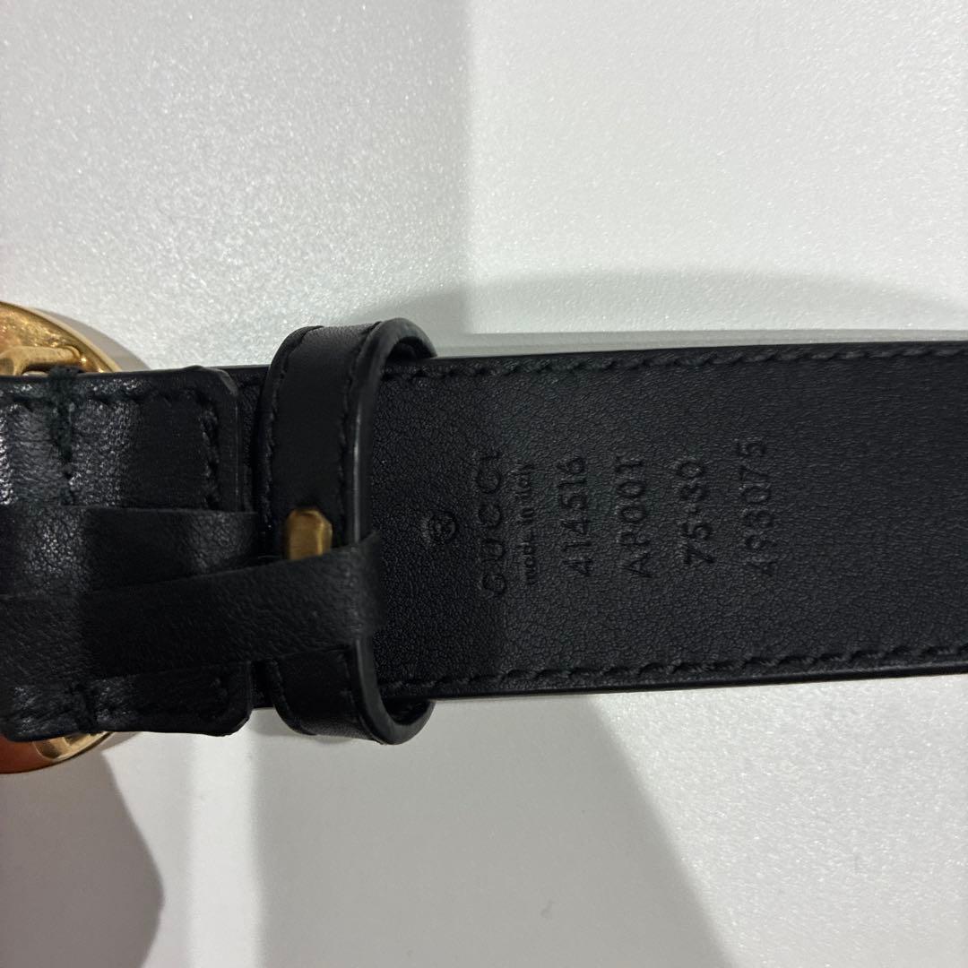 S*X様 GUCCI ブラックレザー ベルト GGロゴ