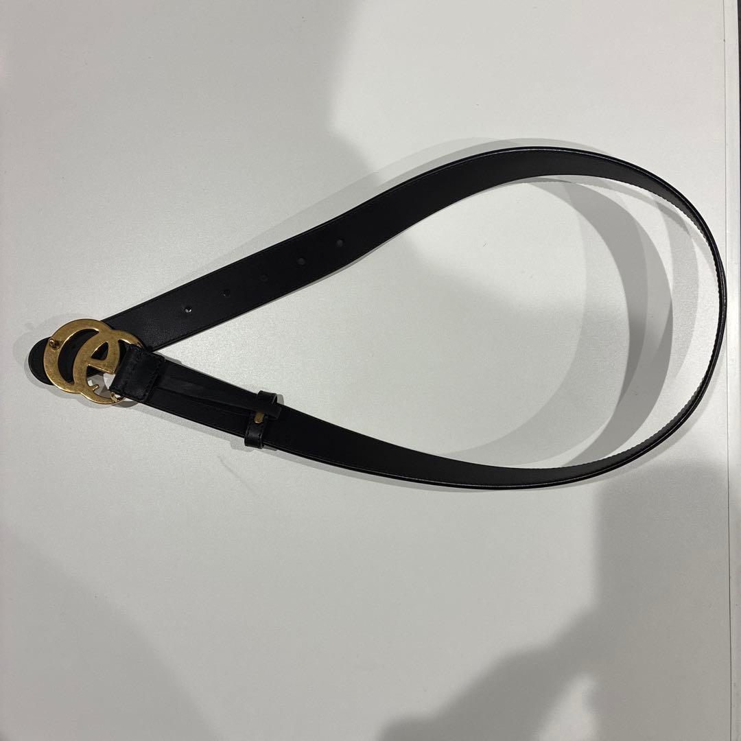 S*X様 GUCCI ブラックレザー ベルト GGロゴ