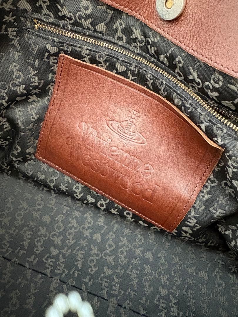 Vivienne Westwoodブラウンレザー ハンドバッグ