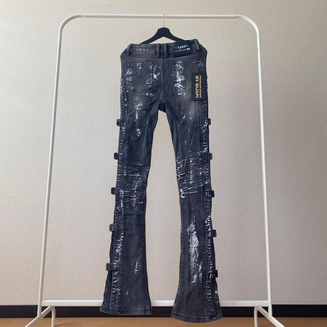 新品28 GUAPI フレア スキニー スタックデニム ジーンズ
