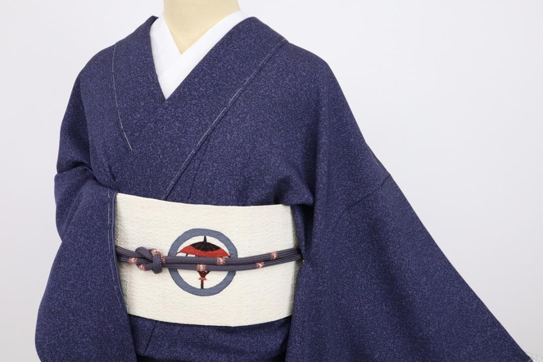 Chikuwa★裄直し■小紋『松井青々』黒紫■◆袷正絹着物◆KA11-12