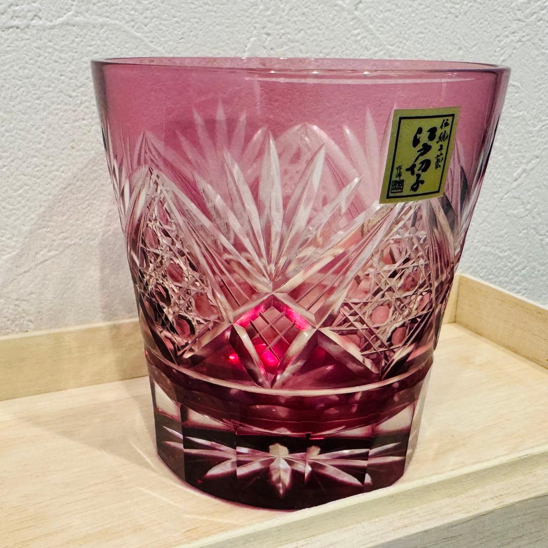 定価33,000円 江戸切子 田島硝子 八角籠目 菊底 オールド ペアグラス
