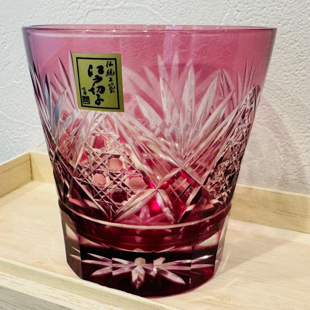 定価33,000円 江戸切子 田島硝子 八角籠目 菊底 オールド ペアグラス