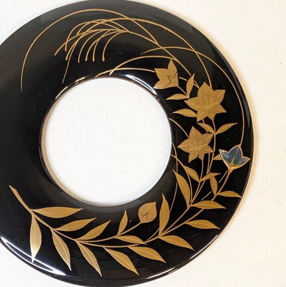 【セール・新品】 法衣環　黒　桔梗　約10cm　蒔絵　田中修孝作