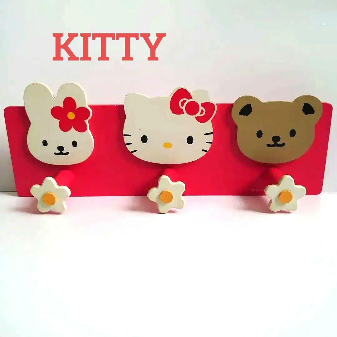 稀少SANRIO Hello Kitty 赤シリーズ木製ウッドフック1999年製
