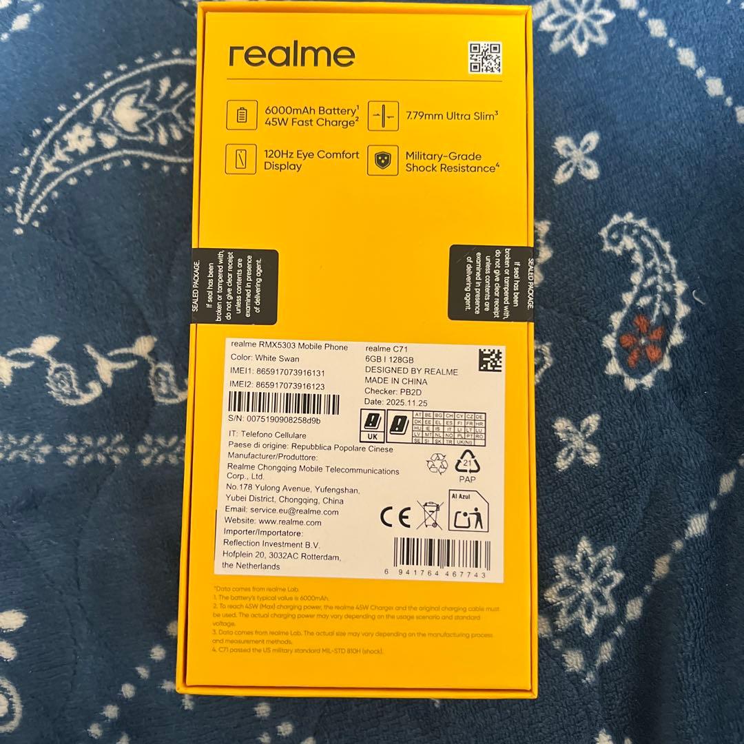 スマートフォン本体 Realme C71 NFC 6G/128g white