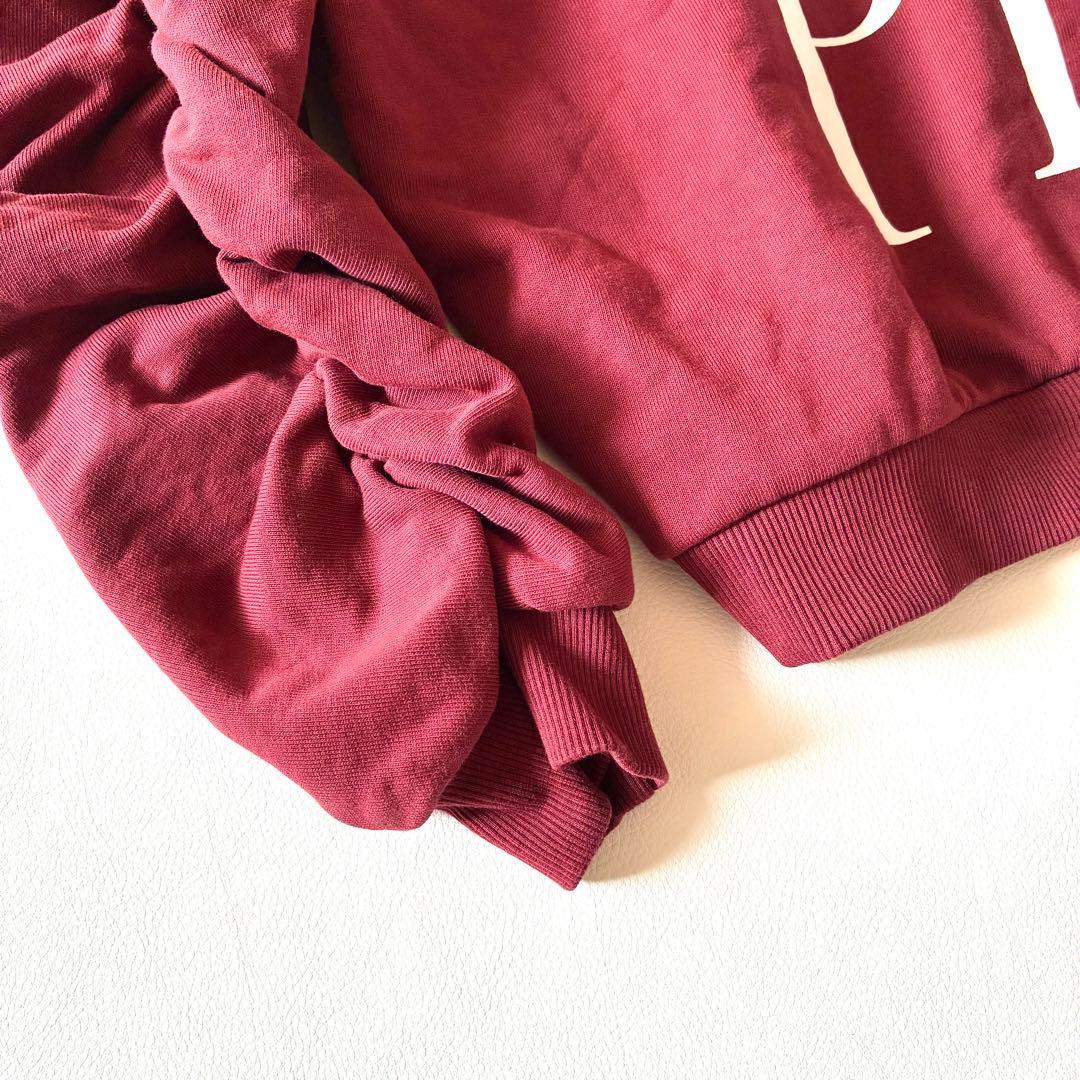 極美品✨POPPY ロゴプリントスウェット　プルオーバー　ギャザースリーブ
