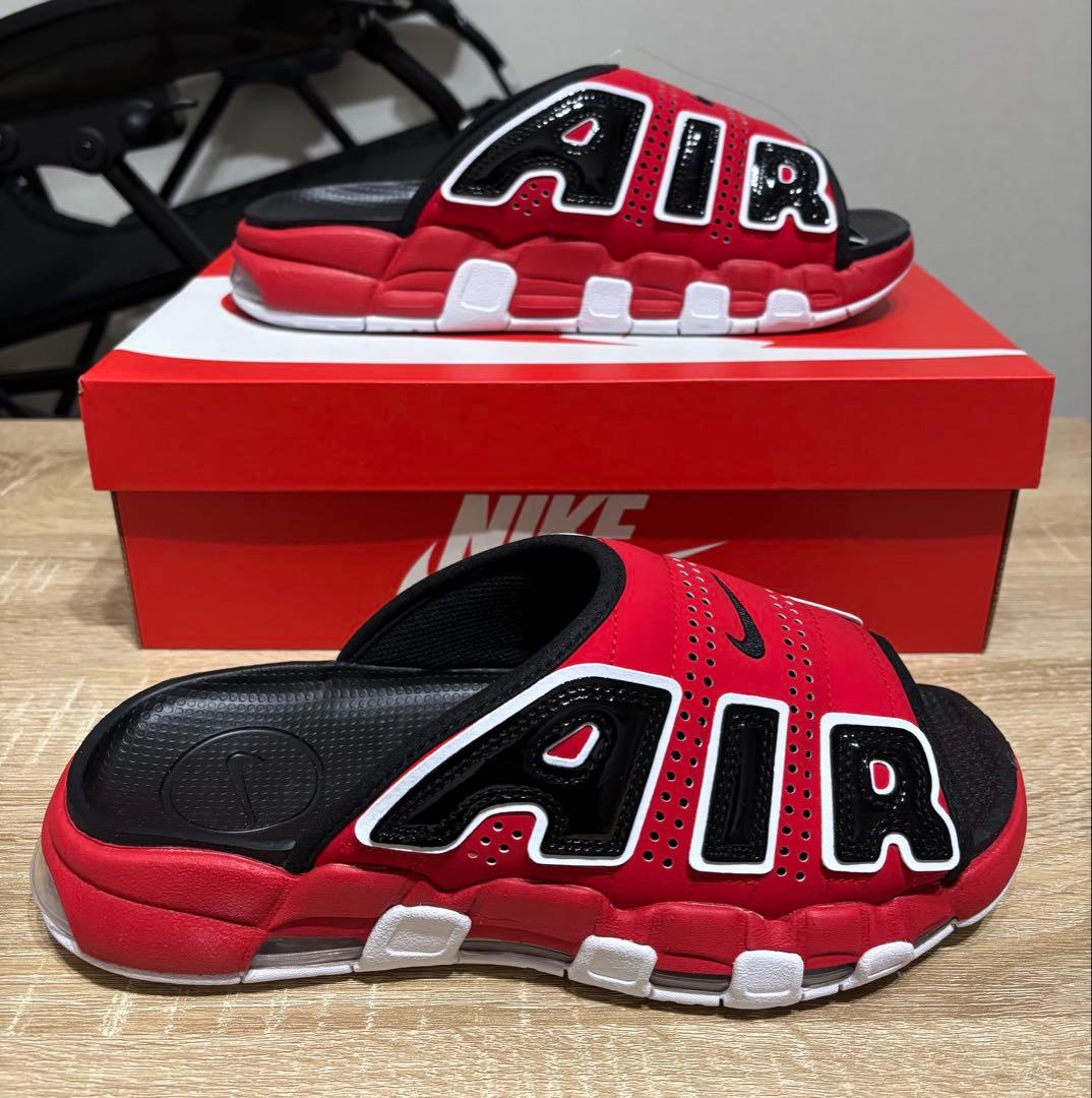 NIKE エアモアアップテンポ スライド　27cm　赤黒