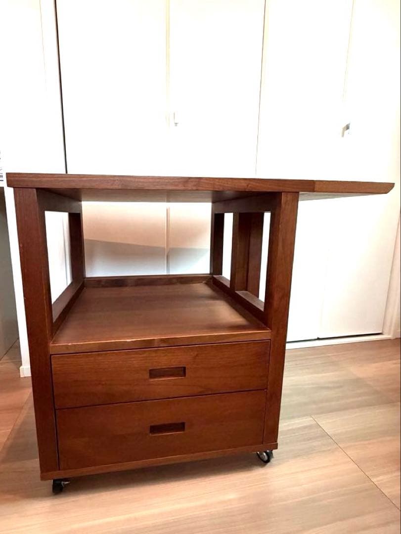 CRASHGATE 大川家具　木製キッチンワゴン ダークウォークナット