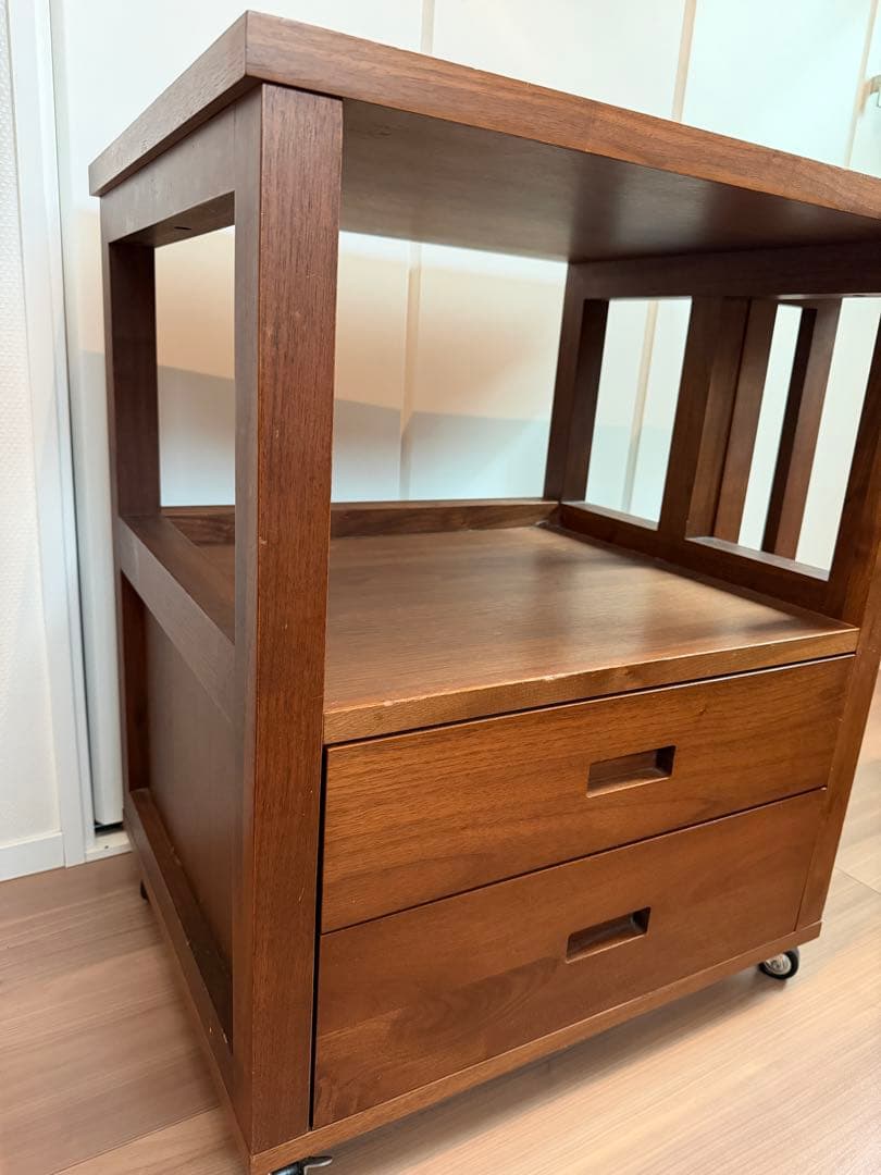 CRASHGATE 大川家具　木製キッチンワゴン ダークウォークナット