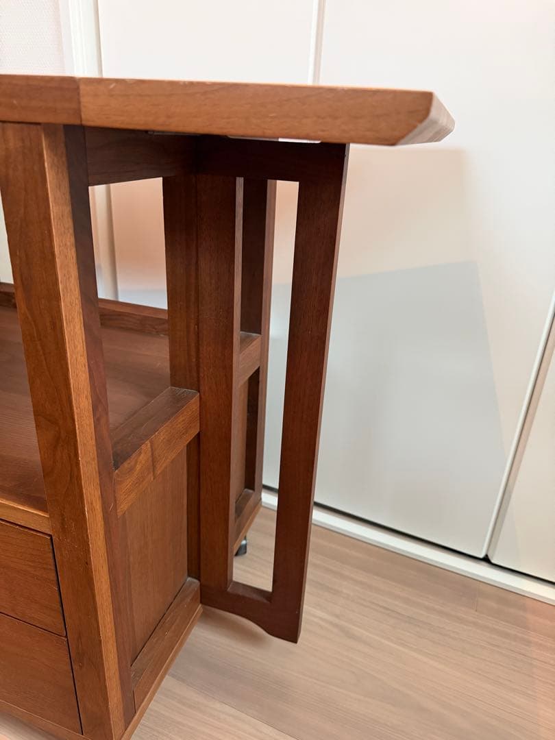 CRASHGATE 大川家具　木製キッチンワゴン ダークウォークナット