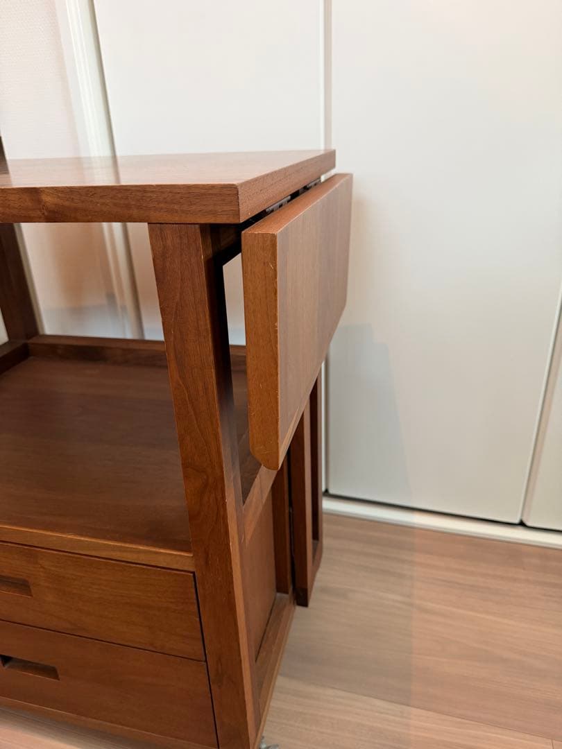 CRASHGATE 大川家具　木製キッチンワゴン ダークウォークナット