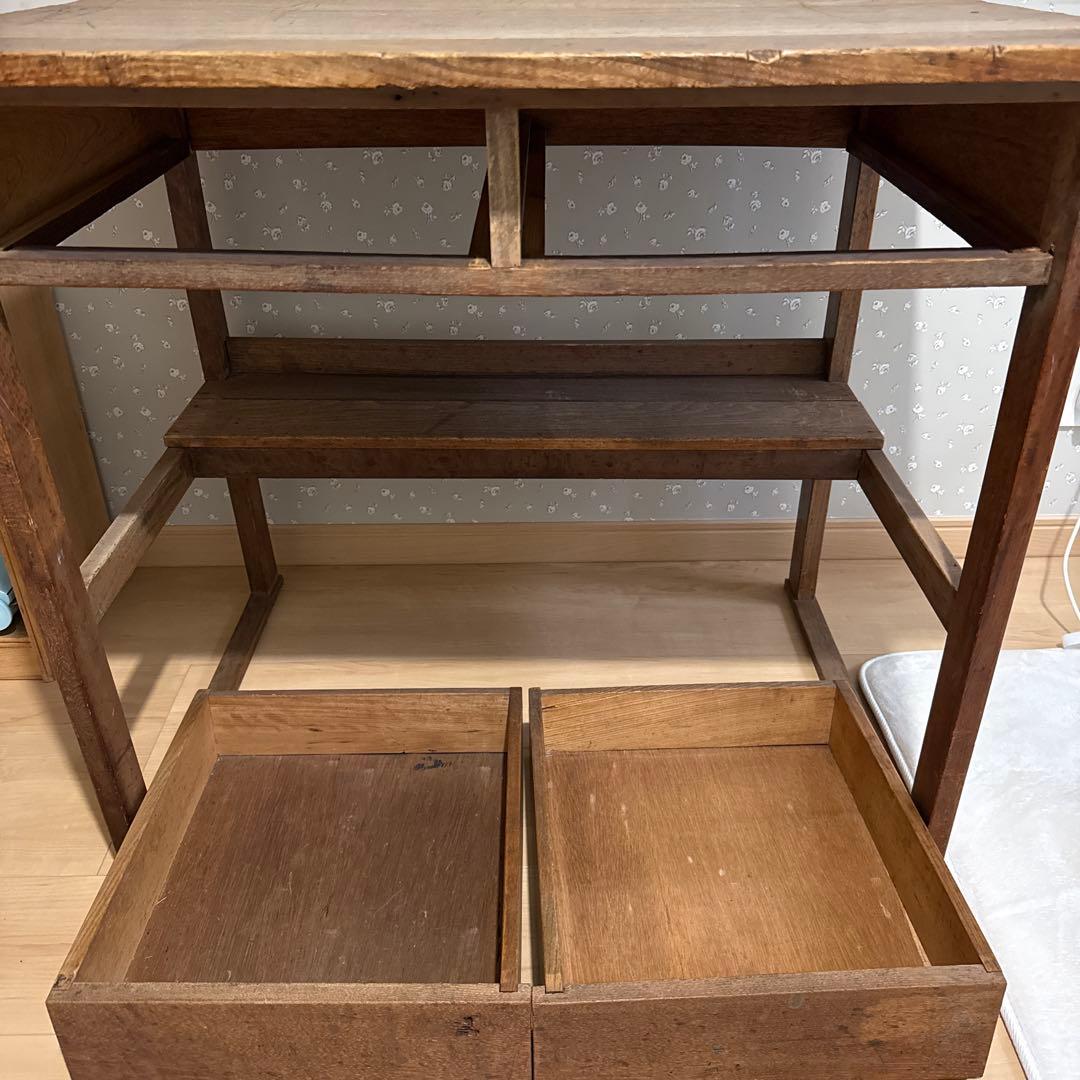 古道具　アンティーク木製　引き出し付き勉強机