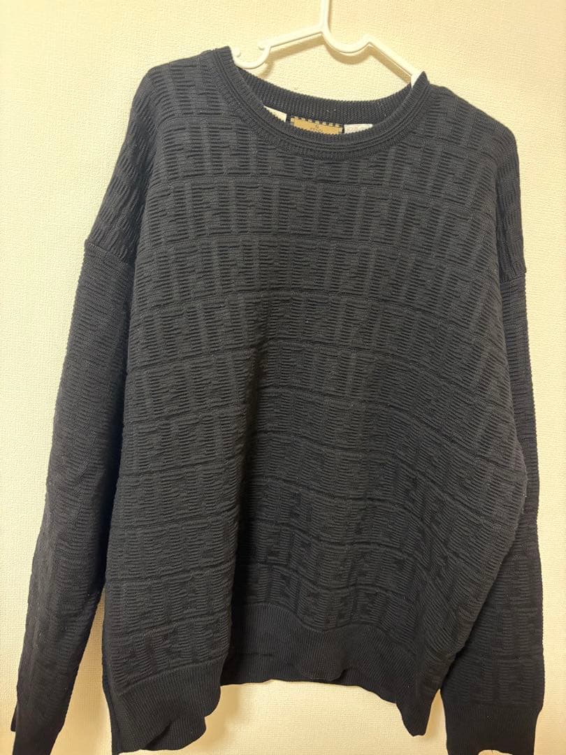 【希少】FENDI フェンディ ズッカ柄 総柄 ニット セーター ブラック 54