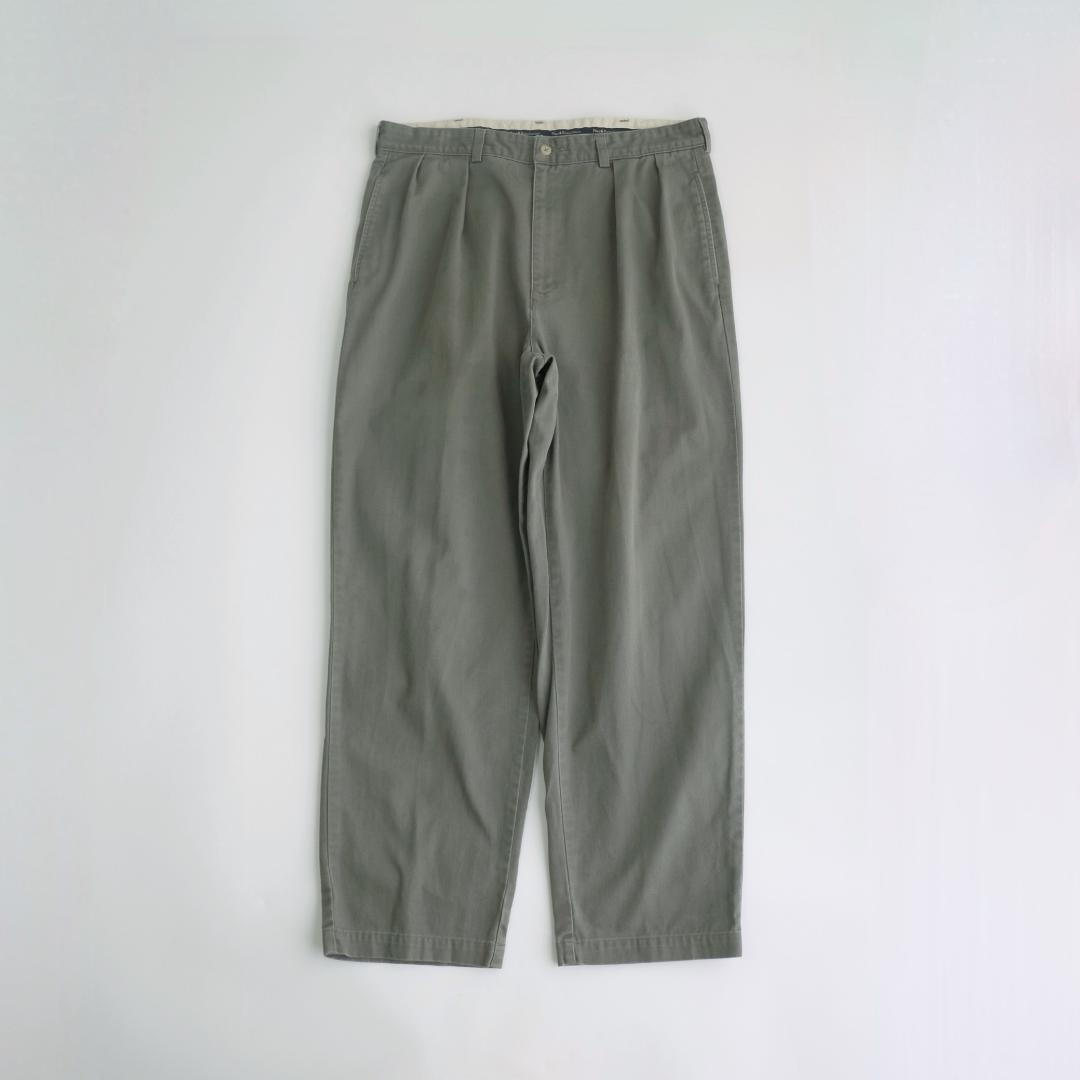 ラルフローレン 90s ツータックチノパンツ グレー 36×30.