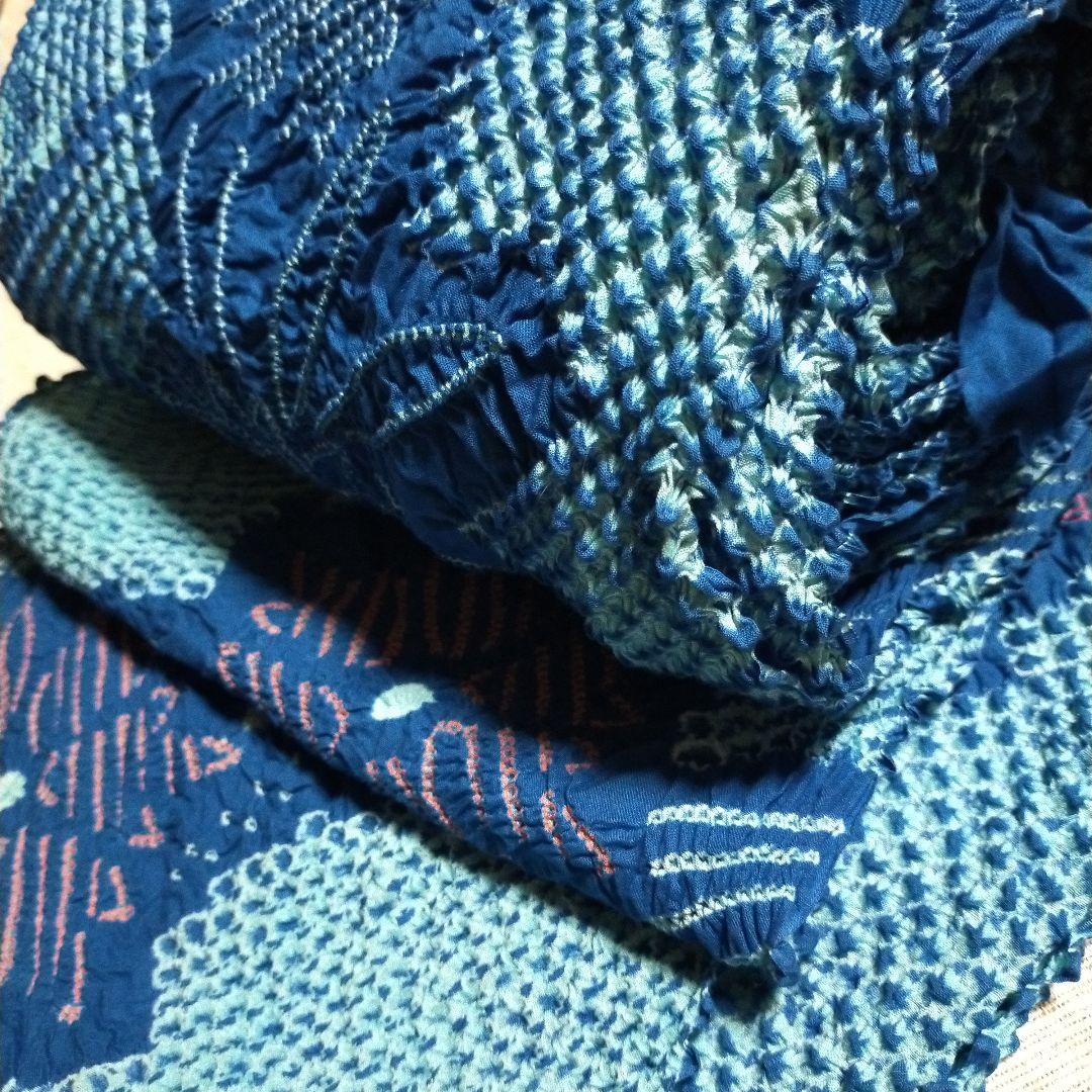 総絞り浴衣生地 反物 未使用 リメイク素材