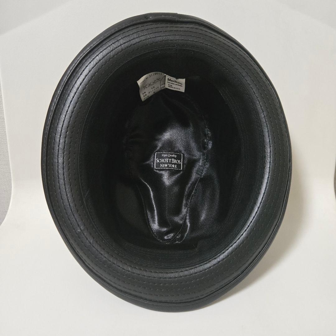 美品定価1.7万 Schott シープスキン ショット レザーハット アメリカ製