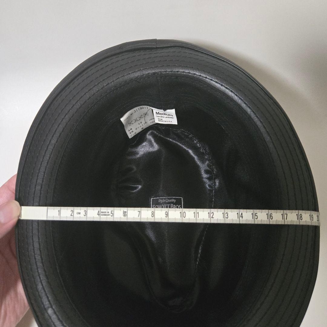 美品定価1.7万 Schott シープスキン ショット レザーハット アメリカ製