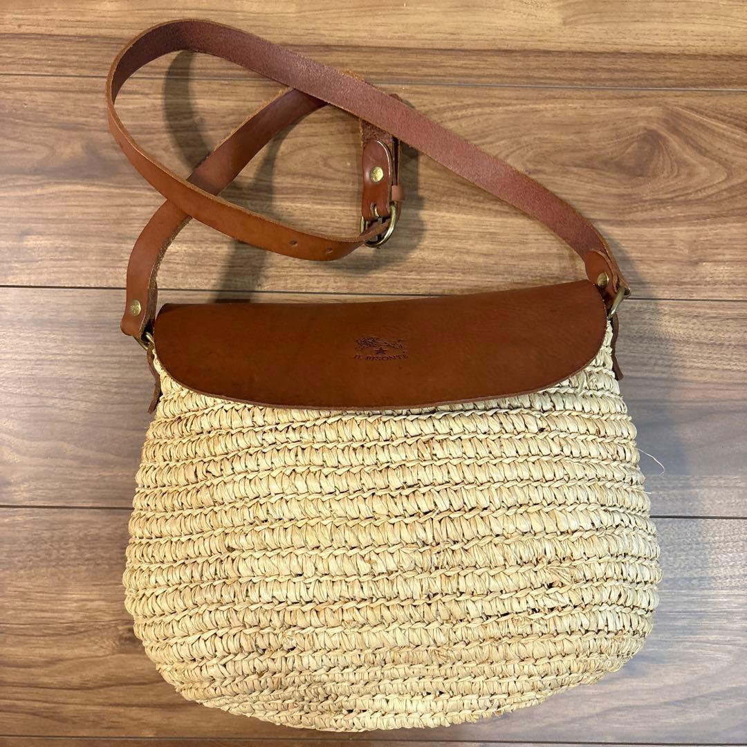 【極美品】IL BISONTE イルビゾンテ カゴ レザー ショルダーバッグ