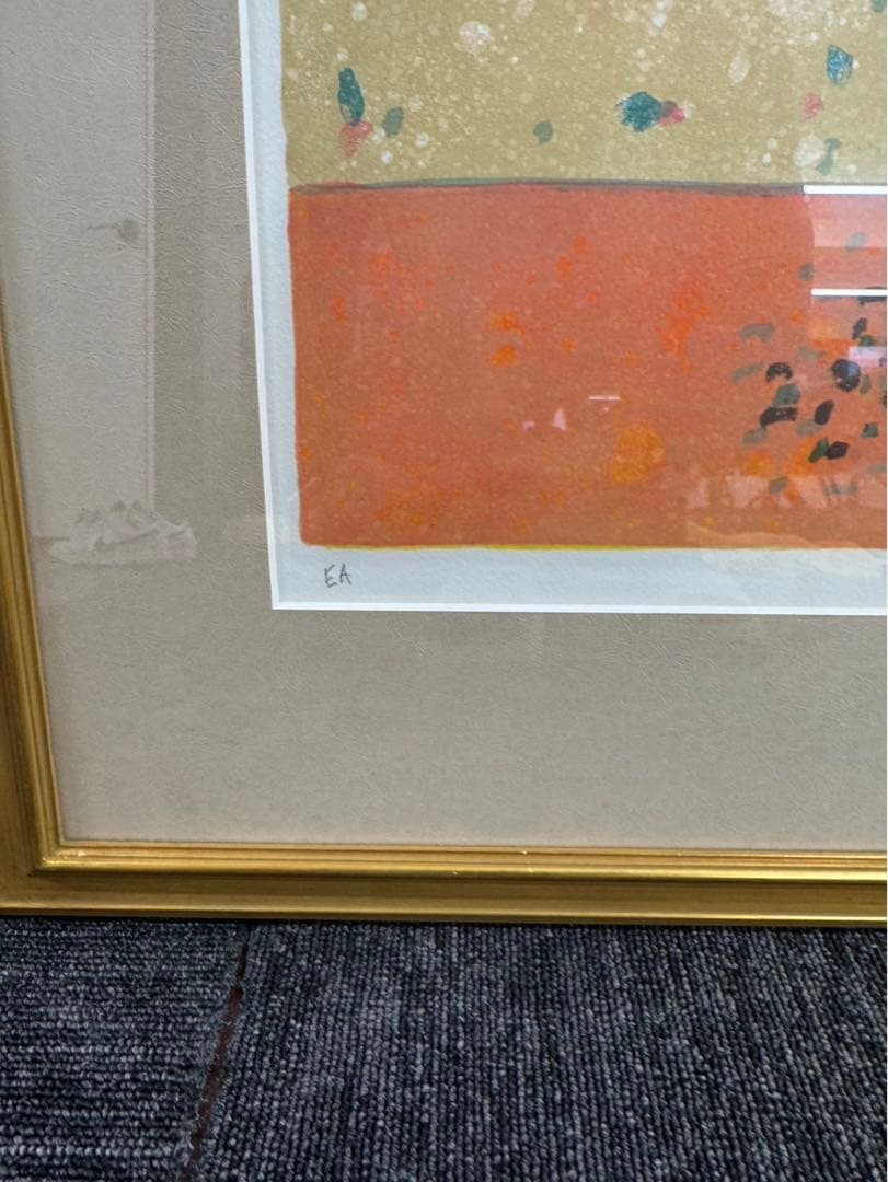 リトグラフ ポールアイズピリ　白い花瓶の花　EA 直筆サイン